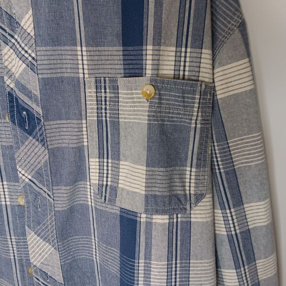 CE Schmidt Shirt Men's Blue White Plaid 2XLT Button Up Long Sleeve - Picture 4 of 10